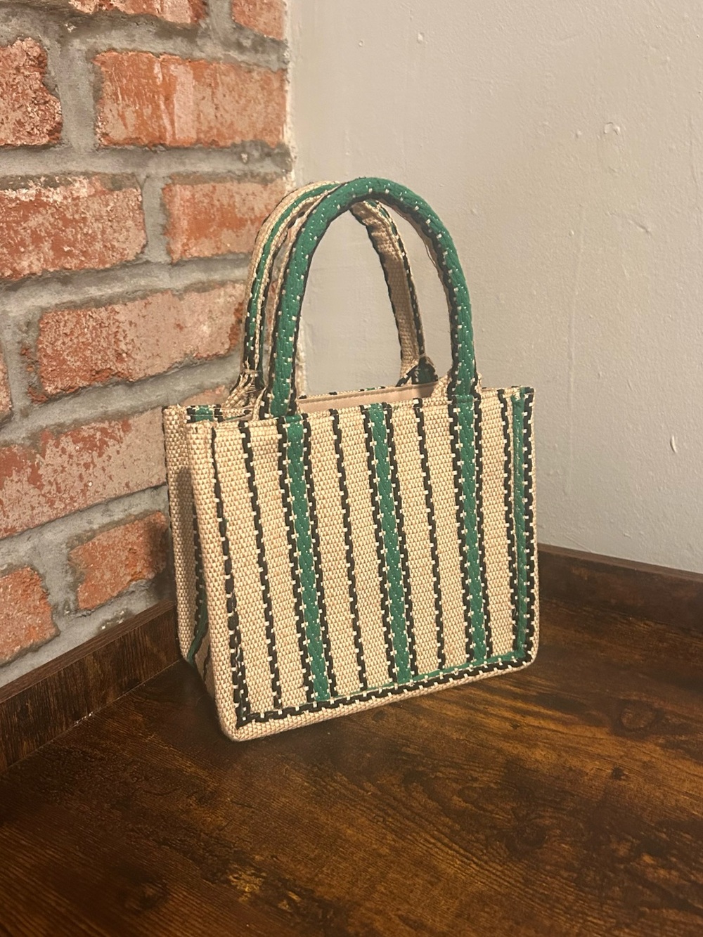 H&M • Jute Striped Mini Tote Bag